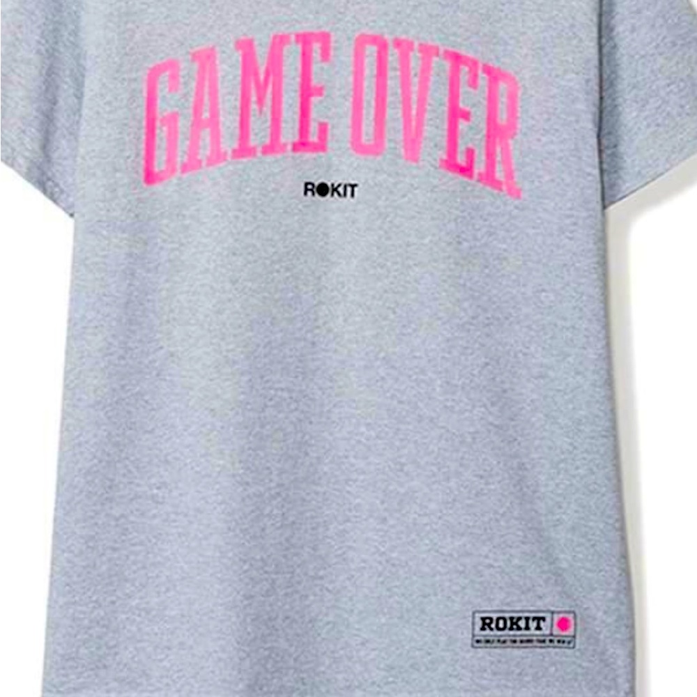 -New With Tags Rokit Mens Graphic‎ Game Over Gray T Shirt Size XL